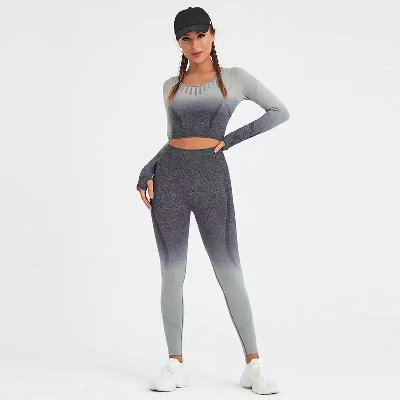 2023 Yoga Set Workout Clothes for Women Seamless Leggings Sports Suit Female Clothing High Waist long Women Tracksuit