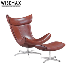 WISEMAX Đồ Nội Thất Ghế Ngồi Khách Sạn Ngả Hiện Đại Đồ Nội Thất Ghế Thư Giãn Phòng Khách Bằng Vải Da Màu Nâu Với Ghế Ottoman - Product Image 4