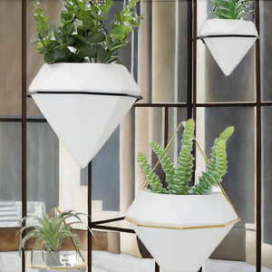 Jardinière murale suspendue minimaliste en argile fibreuse émaillée biodégradable écologique Greeny Shelf en blanc et noir pour la maison, le jardin, le balcon - Product Image 2