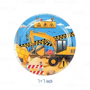 Dibujos animados ingeniería coche construcción temática niños fiesta de cumpleaños tablewaren platos desechables manteles y servilletas decoraciones - Product Image 6