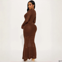 Robe longue maxi en tricot crocheté à col en V et taille nouée, ajourée, moulante, à manches longues, ample, grande taille, pour femme, simple, oversize, printemps été plage