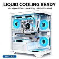 Casing PC Gaming M-ATX Grosir Kaca Temper Panoramic Pendingin Cair 360mm Hitam Putih Opsional OEM