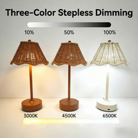 Lampe de table rétro en rotin tressé à la main, lumière d'ambiance créative, veilleuse pour chambre à coucher, chevet, salon, salle à manger, décoration, ornement