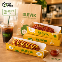 Boîte à Corndog en Papier Kraft Personnalisée Imprimée en Gros, Plateau à Hot-Dog pour Corndog Coréen, Emballage à Emporter pour Traiteur