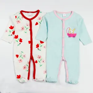 高品质婴儿连衫棉婴儿服装新生女婴睡衣可爱长袖动物针织男女通用