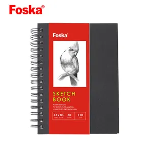 Foska 110g 80 매 양장 수채화 스케치북 나선형 바운드 노트북 초등학교 예술가 그리기를위한 스케치 종이 패드