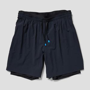 Pantalones Cortos Deportivos para Hombre, de Cintura Alta, con Forro, Negros, con Abertura Lateral, para Correr - Product Image 1