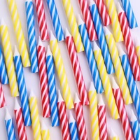 Lot de 24 bougies d'anniversaire en gros, à rayures colorées, non toxiques, écologiques, faites à la main, pour décorations de fête et de Pâques