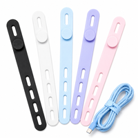 Attaches de câble en silicone réutilisables de haute qualité, sangles organisatrices de cordon réglables avec bouton pour la gestion des câbles de chargeur USB et d'écouteurs