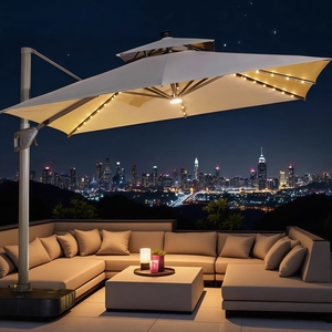 Parasols de patio en aluminium robuste de luxe à bras latéral, LED, hôtel, villa, piscine, parasol de restaurant pour l'extérieur - Product Image 1