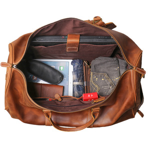Nuevo Bolso de Viaje de Cuero Vacuno para Hombre, Bolso de Mano de Cuero Crazy Horse Vintage, Bolso de Hombro para Viaje - Product Image 5