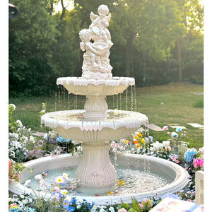 Fuente de arenisca de estilo francés europeo con cascada, estanque de los deseos, ángel, para jardín exterior, paisajismo, decoración de bodas y estanque para peces - Product Image 1