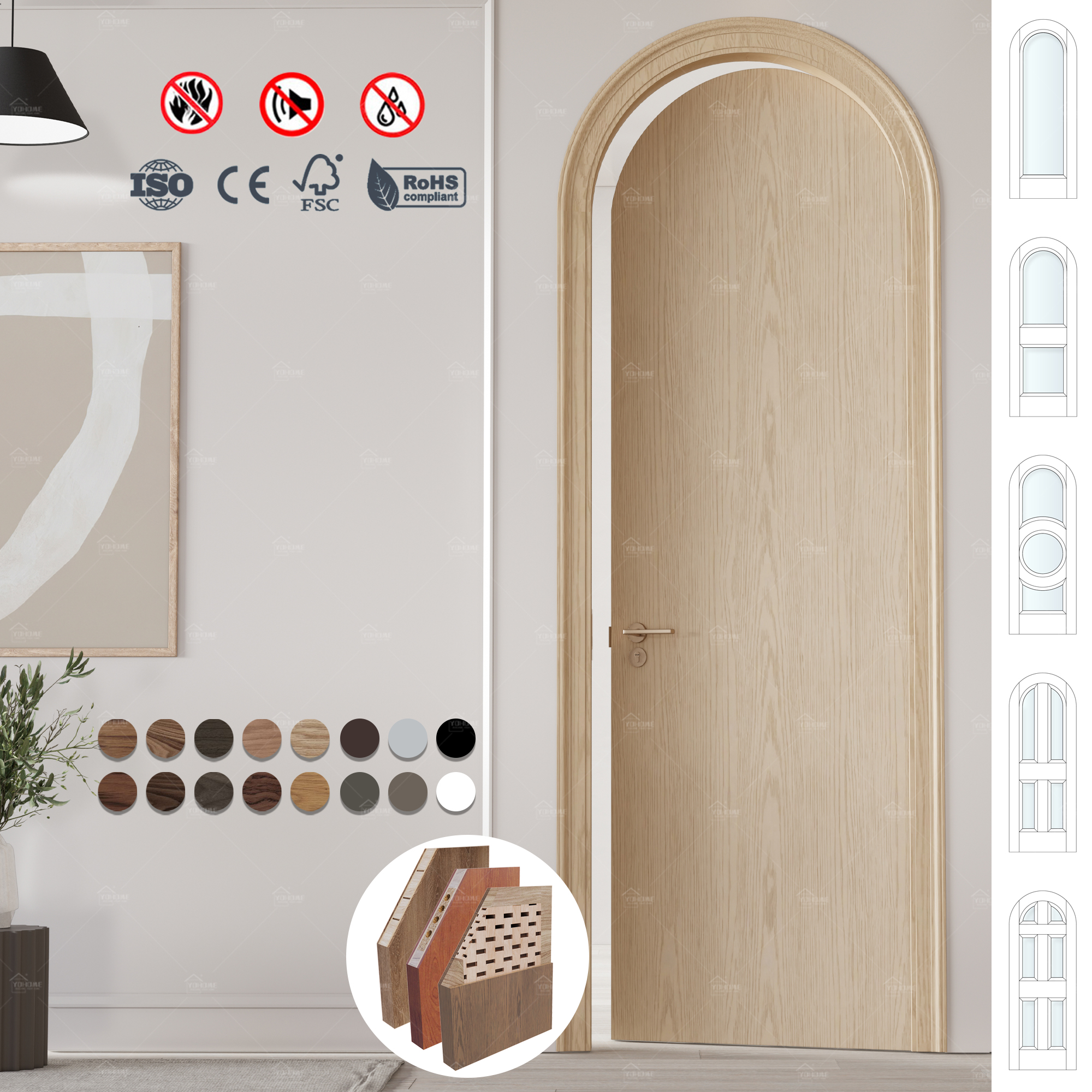 french doors arched interior prehung