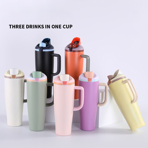 Nouvelle tasse de voyage isotherme personnalisée avec logo, 30 oz et 40 oz, en acier inoxydable, avec poignée et couvercle anti-fuite - Product Image 2