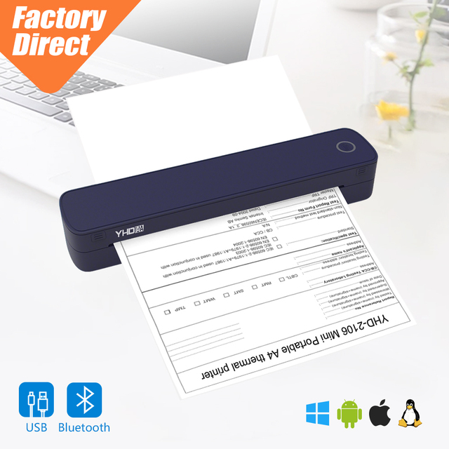Portable Mini USB BT Tattoo Printer Full Charge 1000 Sheets Paper 300DPI Optional A4 A5 Document Thermal Printer