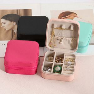 Personalized Travel Jewelry Box for Earrings Rings Necklaces-<b>Small</b> Anti-Tarnish PU Material Jewelry Promotional Gifts - Product Image 2