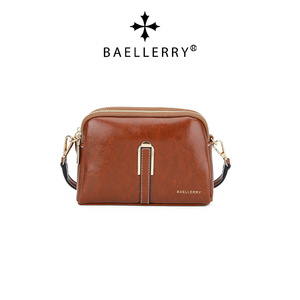 Baellerry Women's Crossbody Bag Oil Waxed Leather Zippered Small <b>Square</b> Shoulder Bag Everyday Use Brown - Product Image 5