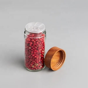 VENTE <span class=keywords><strong>PAULO</strong></span> Pots à épices ronds en verre de 90ml avec couvercles en bois d'acacia naturel - Product Image 5