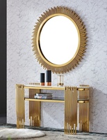 Table console de villa de luxe moderne avec plateau en marbre et structure en acier inoxydable pour salon