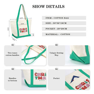 Sac Cabas en Coton Écologique Personnalisé pour Femmes avec Poche, Motif Lettre et Longue Anse en Corde pour Cadeaux - Product Image 4