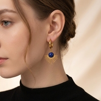 Boucles d'oreilles clous en acier inoxydable avec gemmes naturelles irrégulières, bijoux anti-rouille pour mariée, mariage, soirée, accessoire d'oreille