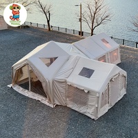 Tente de camping gonflable en coton imperméable portable avec installation rapide, tente pneumatique quatre saisons