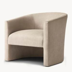Canapé de sol au design minimaliste en laine d'agneau, fauteuil simple à dossier haut avec accoudoirs, chaise de salon - Product Image 3