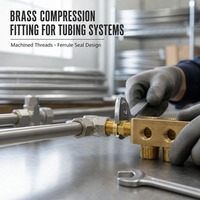 Raccord de compression en laiton massif avec écrou hexagonal et manchon pour ligne d'huile hydraulique, entretien de machines, vente en gros