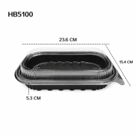 Conteneur alimentaire carré noir personnalisé en PET recyclable avec couvercles pour l'emballage de gâteaux et la pâtisserie/les salades
