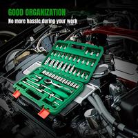 Juego de Llaves de Trinquete de 1/4'' con 53 Piezas, Juego Completo de Puntas y Vasos, Estuche de Almacenamiento Reforzado para Reparación de Automóviles y Uso Doméstico, Juego de Herramientas OEM