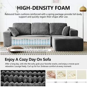 स्टॉक आधुनिक रहने वाले कमरे के फर्नीचर सेट सेशनल सोफा एल आकार परिवर्तनीय सोफे आकार परिवर्तनीय सोफे बिस्तर थोक फोम संपीड़न - Product Image 5