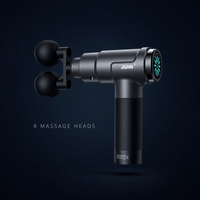 Pistolet de massage silencieux, 8 têtes interchangeables, masseur musculaire des tissus profonds, 35 dB faible bruit, rechargeable sans fil