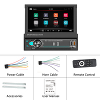 Reproductor MP5 para Auto Podofo de 7'', Radio de Auto Telescópica 1Din, Estéreo, Autoradio, Doble USB, Carga Rápida, Luces de Colores, BT, FM, EQ, Venta al por Mayor