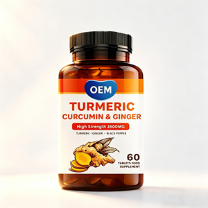 OEM ODM Turmeric Curcumin 2600mg Complex Tablets 60 Count with Ginger Black Pepper Veggie Tablet Food Supplement - Product Image 1