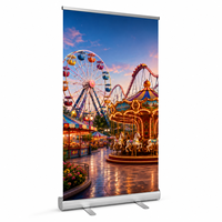 Support de bannière déroulante verticale en aluminium léger sur mesure OEM, base large, signalétique publicitaire rétractable pour événements et salons professionnels