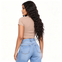 T-shirt femme personnalisé en coton 200 g/m², couleur unie, col rond, coupe décontractée, respirant, teint uni, idéal pour l'été