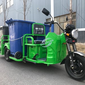 Tricycle électrique sanitaire à 4 bacs, camion de transfert de déchets à plateau plat, capacité de charge de 100-200 kg, autonomie de 50-70 km pour les communautés/aires touristiques - Product Image 6