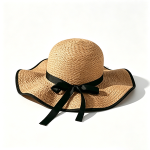 Sombrero de Sol de Rafia de Ala Ancha Unisex al por Mayor - Protección UV, Plegable, para Playa, con Lazo Negro, para Vacaciones de Verano y Actividades al Aire Libre - Product Image 6