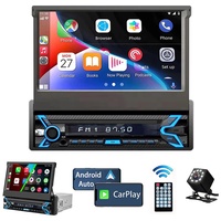 Autoradio 1 Din CarPlay, autoradio stéréo, écran tactile rétractable 7 pouces, autoradio Bluetooth, FM, entrée auxiliaire, prise USB, prise en charge de la caméra AHD