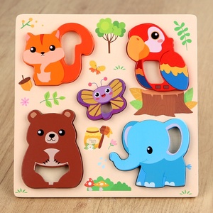 Puzzle 3D en bois Montessori pour l'éducation précoce des bébés et des enfants, dinosaures, véhicules, animaux, 0-2 ans, <span class=keywords><strong>jouet</strong></span> éducatif <50 - Product Image 6