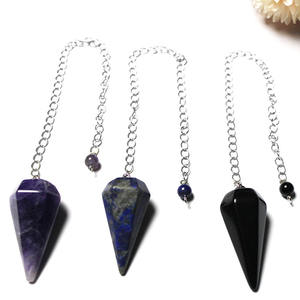 2024 européen américain Original cristal naturel <span class=keywords><strong>pendule</strong></span> pendentif collier diamant Agate mode pendentifs plaqué breloques améthyste - Product Image 5