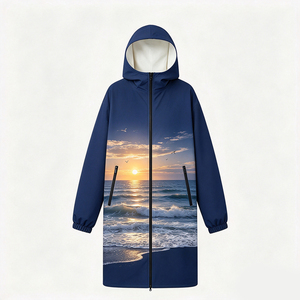 Accappatoio da <span class=keywords><strong>Spiaggia</strong></span> Unisex con Stampa <span class=keywords><strong>Tramonto</strong></span> e <span class=keywords><strong>Spiaggia</strong></span>, Fodera in Spugna Calda, Impermeabile, per Surf e Attività all'Aperto - Product Image 1