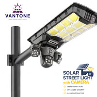 Lámpara Solar LED Súper Brillante de 500W 800W con Cámara CCTV Integrada, Lámpara de Seguridad para Exteriores para Iluminación de Carreteras, Jardines y Paredes