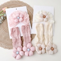 Conjunto de Gorro y Calcetines Finos y Transpirables con Encaje Calado de Flores, Anti Mosquitos, Hasta la Pantorrilla, para Recién Nacidos, Uso Diario