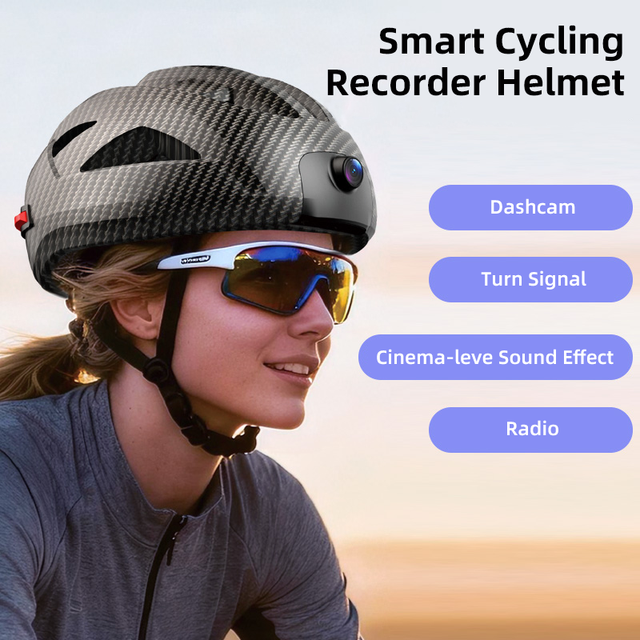 New Arrival Smart Cycling Recorder Helmet With Built in Ultra HD Camera Dashcam LED Light FM Radio Hands-Free Intercom Headset