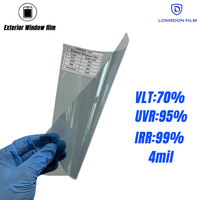 Película para ventanas externas con bloqueo UV, película solar para ventanas de 2MIL PET, película para edificios de alta definición