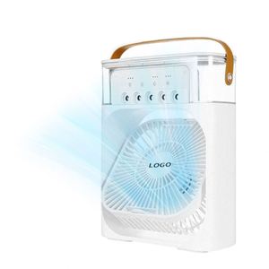 Ventilateur de brumisation portable blanc avec support de table personnalisé et logo - Product Image 1