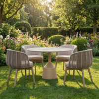 Ensemble de mobilier de jardin : table et chaises de salle à manger d'extérieur en corde, ensemble de salle à manger de patio en aluminium, ensemble de salle à manger d'extérieur pour hôtel, table et chaises de jardin