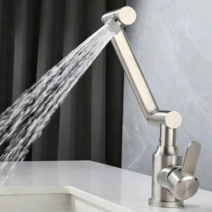 Robinet de <span class=keywords><strong>cuisine</strong></span> mural pliable en acier inoxydable 304, robinet de lavabo de salle de bain, douche, couleur noire, robinets de <span class=keywords><strong>cuisine</strong></span>, mélangeur - Product Image 2