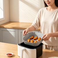 Tapis de cuisson en silicone alimentaire pour friteuse à air, 60g, réutilisable, résistant à la chaleur, sans BPA, compatible lave-vaisselle, pour la cuisson et la pâtisserie domestiques